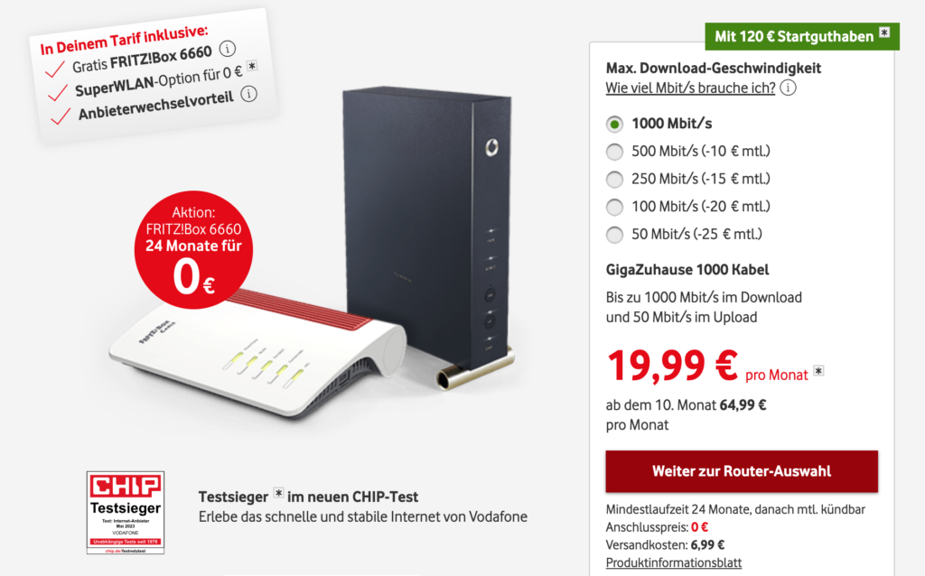 Vodafone Buchungsvorgang