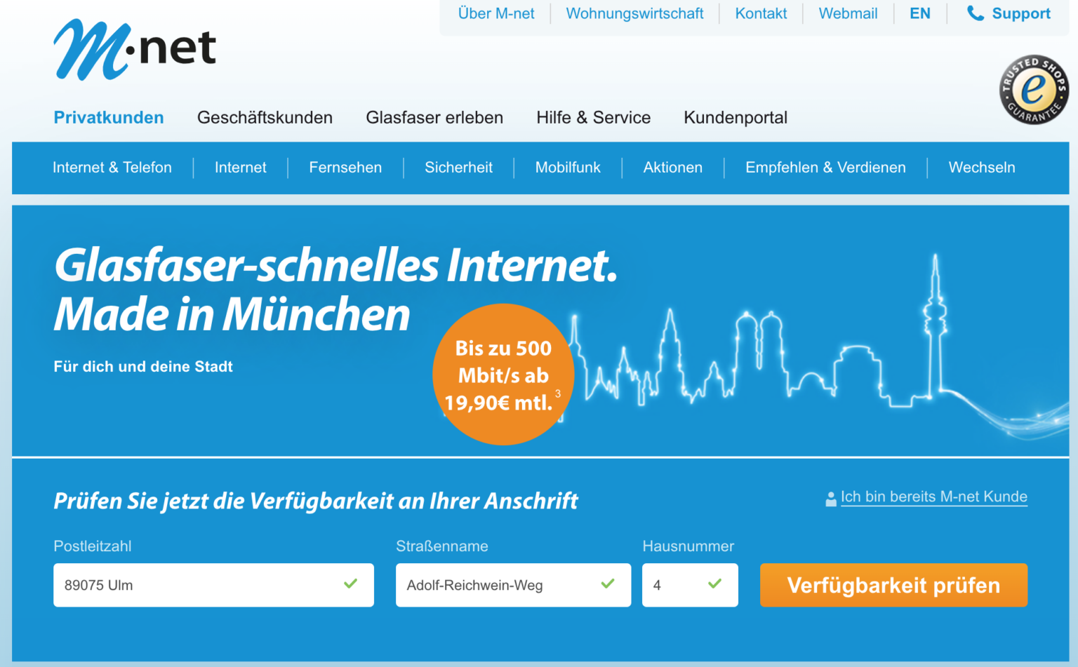 M-net Internet im Test: Das regionale Internet aus München
