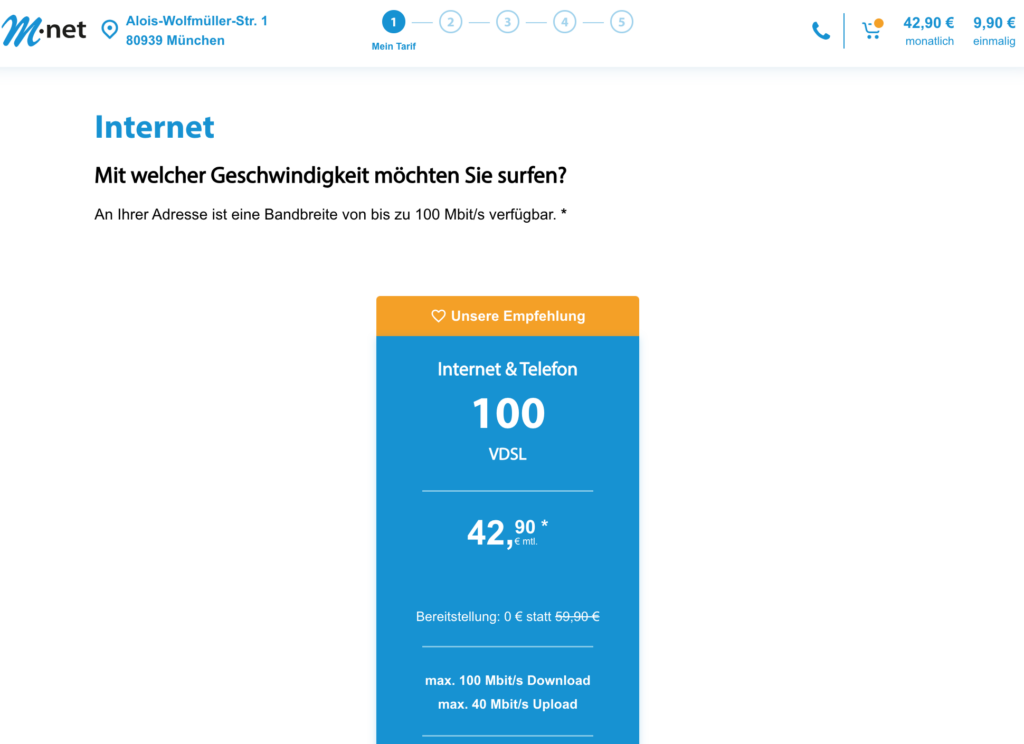 M-net Tarifbuchung